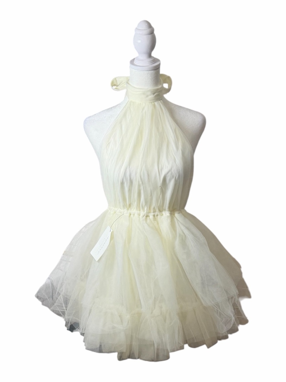 Halter Neck Mini Dress in ivory